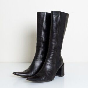 Stephane de Raucourt Italian Leather Witchy Pointed Toe Heeled Boots Vintage